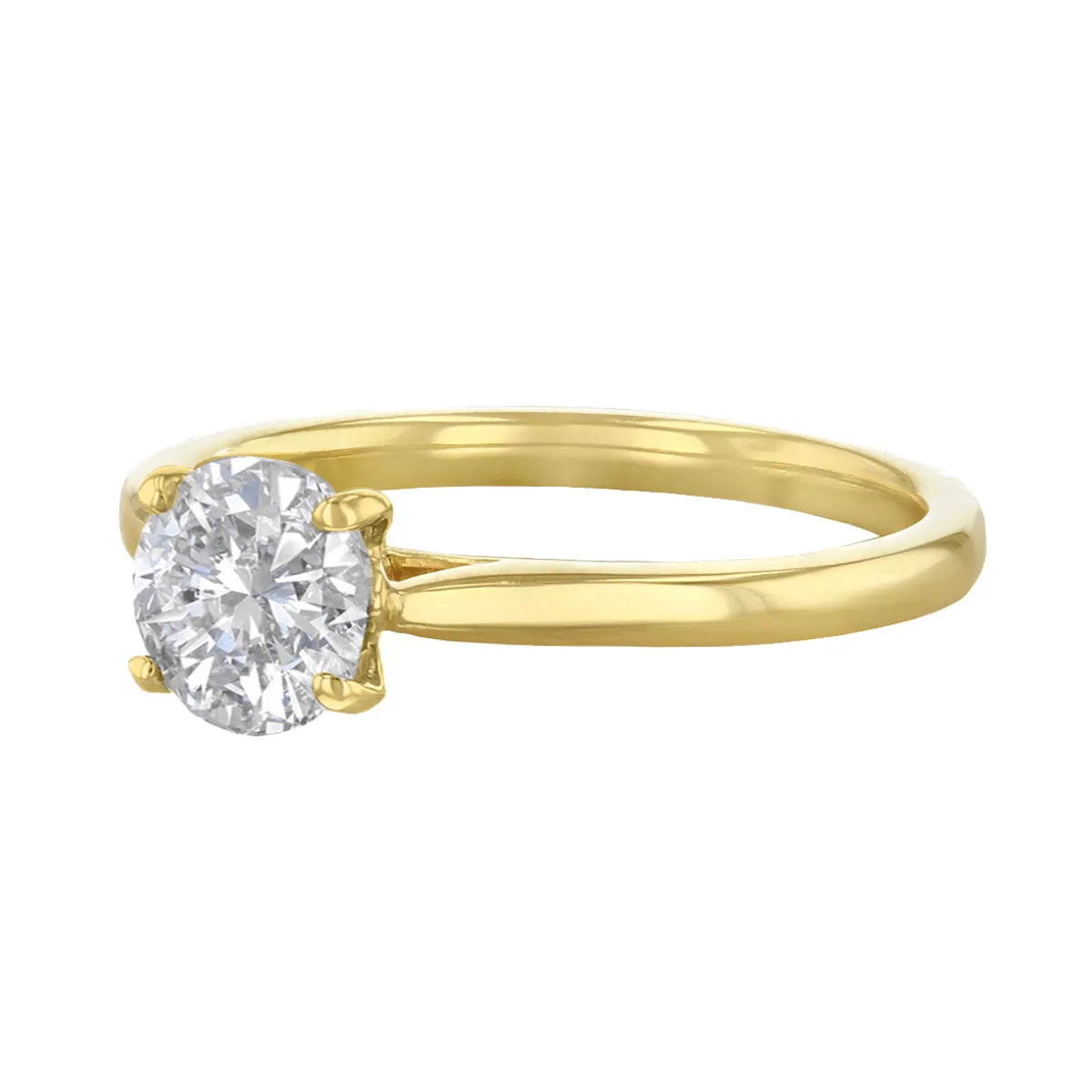 1-00ct Poppy Plain Round Brilliant Cut Diamond Solitaire Engagement Ring | 18ct-Yellow-Gold