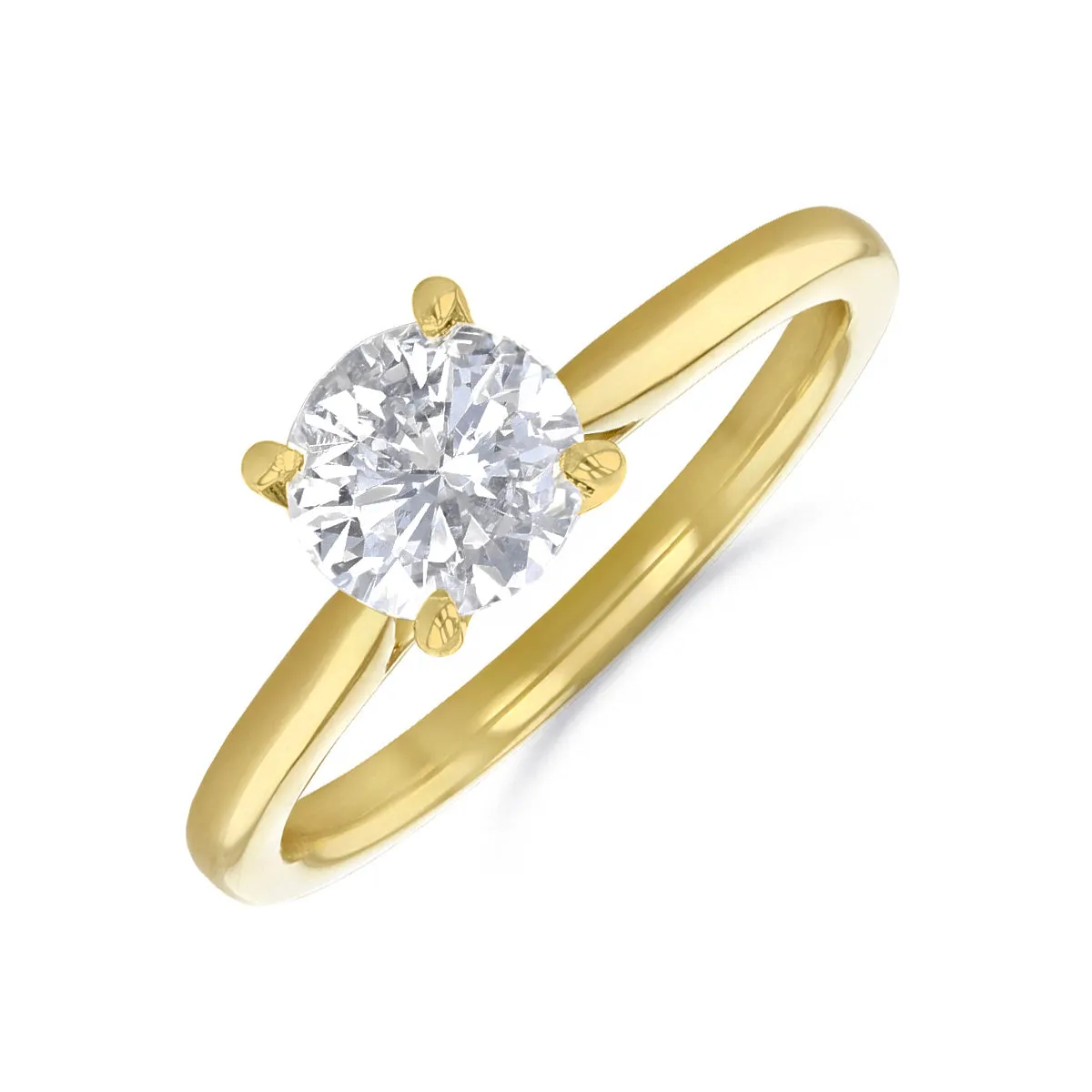 1-00ct Poppy Plain Round Brilliant Cut Diamond Solitaire Engagement Ring | 18ct-Yellow-Gold