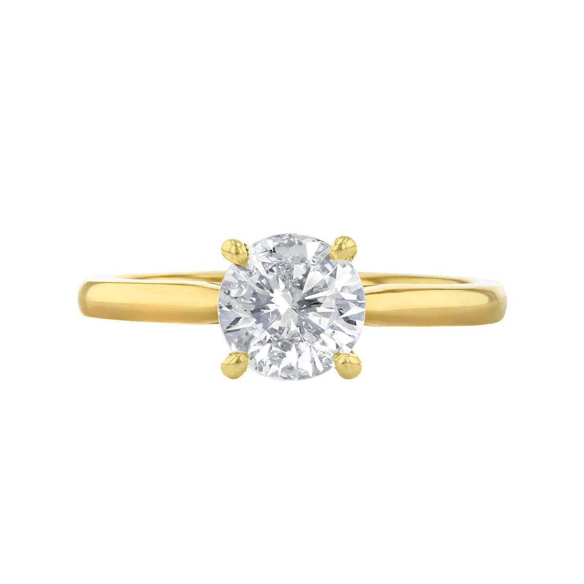 1-00ct Poppy Plain Round Brilliant Cut Diamond Solitaire Engagement Ring | 18ct-Yellow-Gold