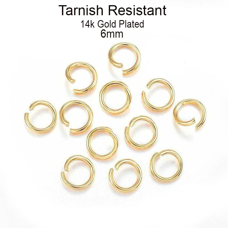 100pcs 6mm 14k gold plated tarnish Resistant Brass Material jump ring for jewelry making