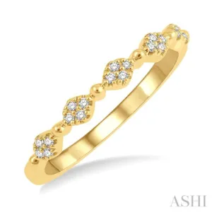 1/10 Ctw Marquise Mount and Ball Link Round Cut Diamond Stack Band in 14K Yellow Gold