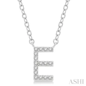 1/20 Ctw Initial 'E' Round Cut Diamond Pendant With Chain in 14K White Gold