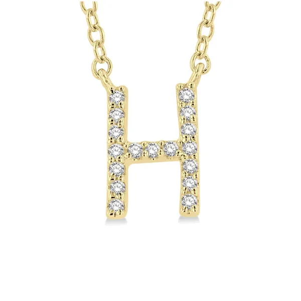 1/20 ctw Initial 'H' Round Cut Diamond Pendant With Chain in 10K Yellow Gold