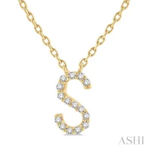 1/20 Ctw Initial 'S' Round Cut Diamond Pendant With Chain in 14K Yellow Gold