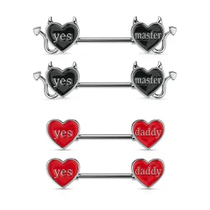 14G Red/Black Color Yes Daddy Yes Master Nipple Rings 4PCS Set