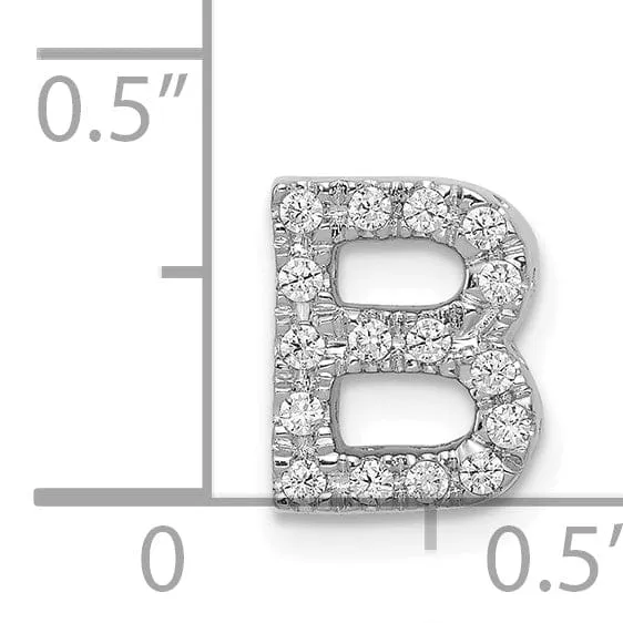 14K White Gold Diamond 0.16-CT Letter B Initial Charm Pendant