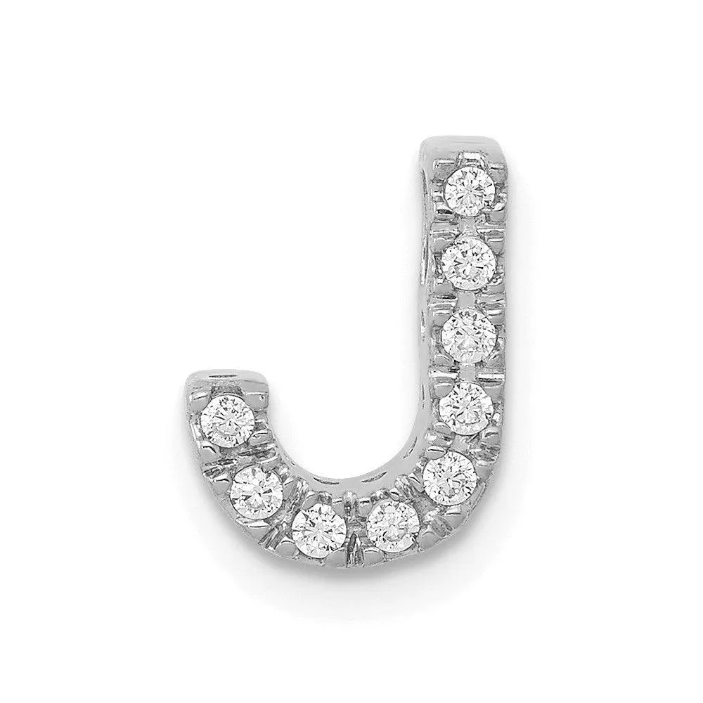 14k White Gold Diamond Initial J Charm