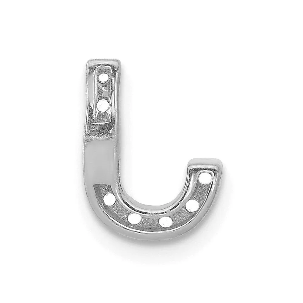 14k White Gold Diamond Initial J Charm