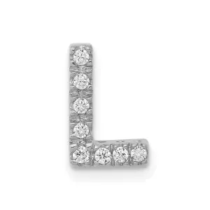 14k White Gold Diamond Initial L Charm