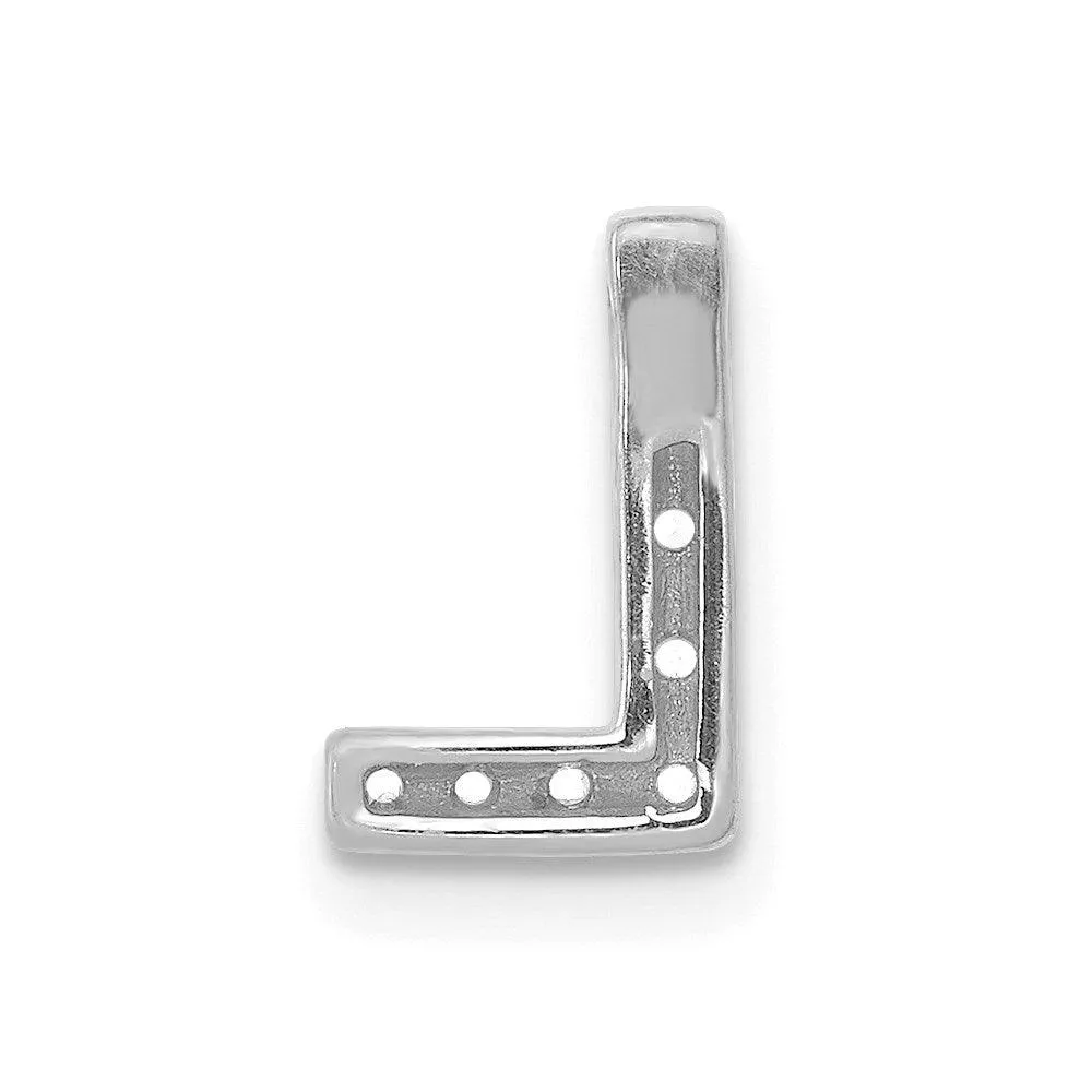 14k White Gold Diamond Initial L Charm