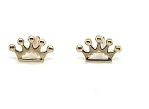 14K Yellow Gold Crown Kid's Stud Earrings