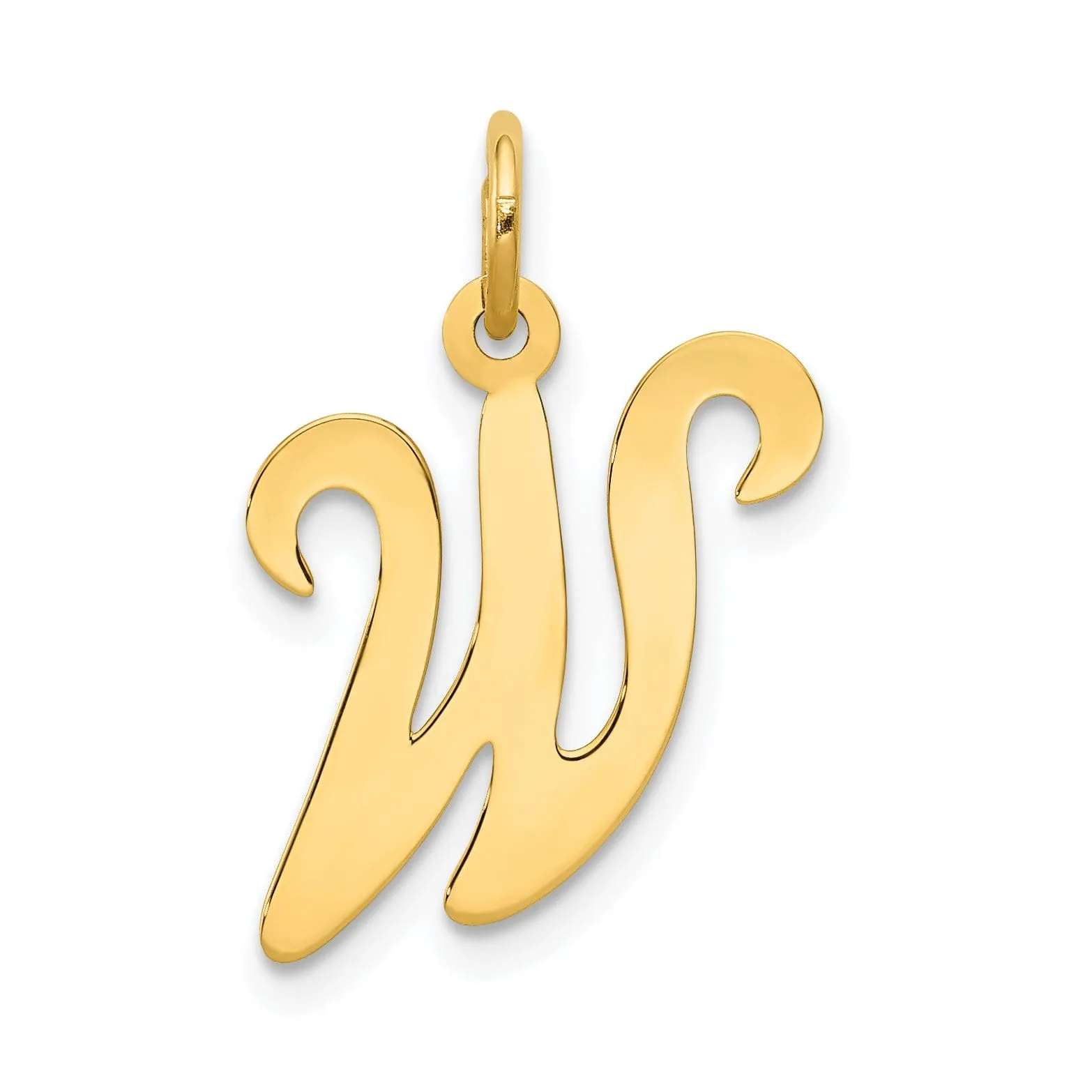 14k Yellow Gold Polished Fancy Initial W Charm