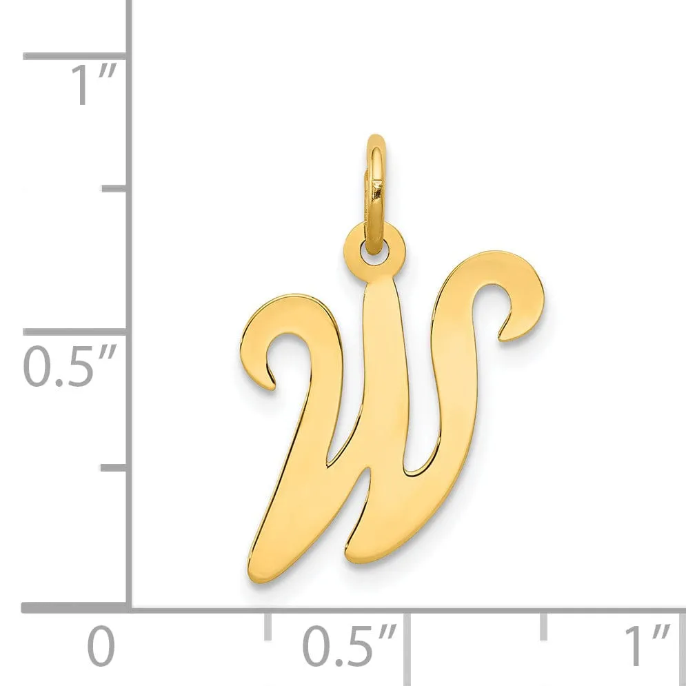 14k Yellow Gold Polished Fancy Initial W Charm