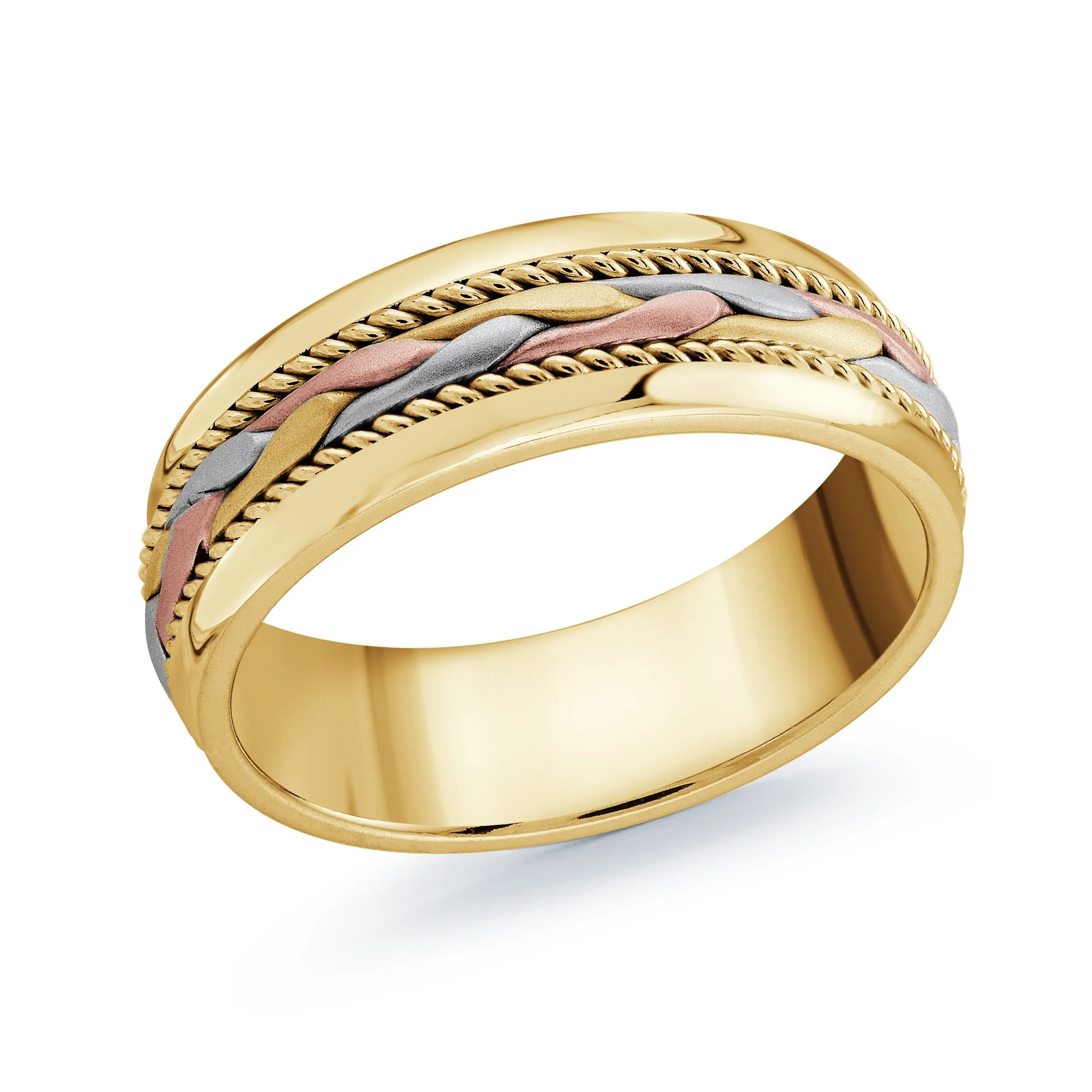 14K Yellow Gold with Tri-Metal Weave Ring from the Prestige Collection by Malo - MRD-061-7YYT