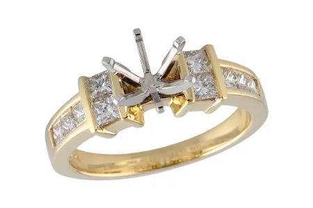 14KT Yellow Channel Set Diamond Semi-Mount Engagement Ring