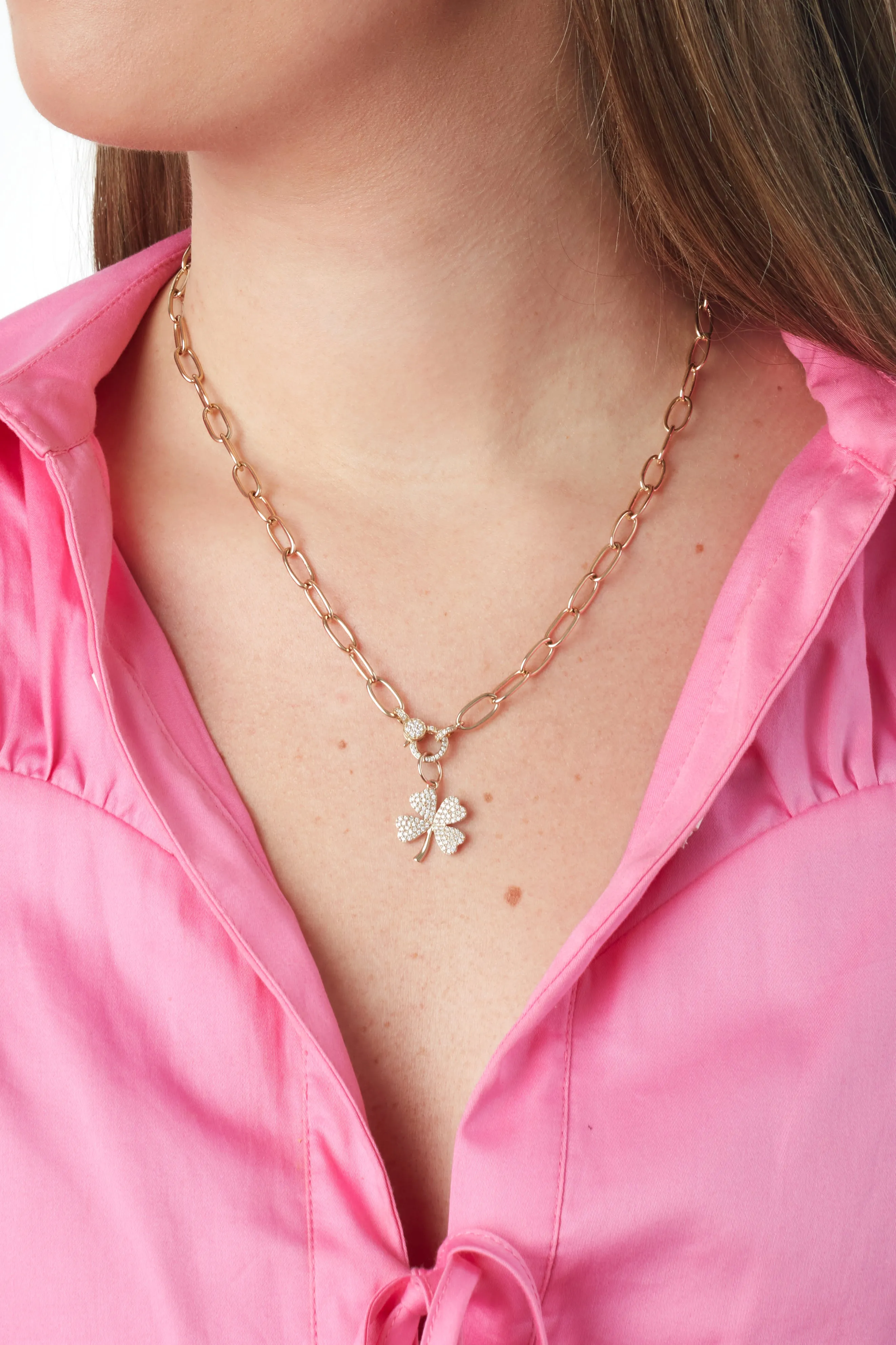 14KY Pave Clover Charm