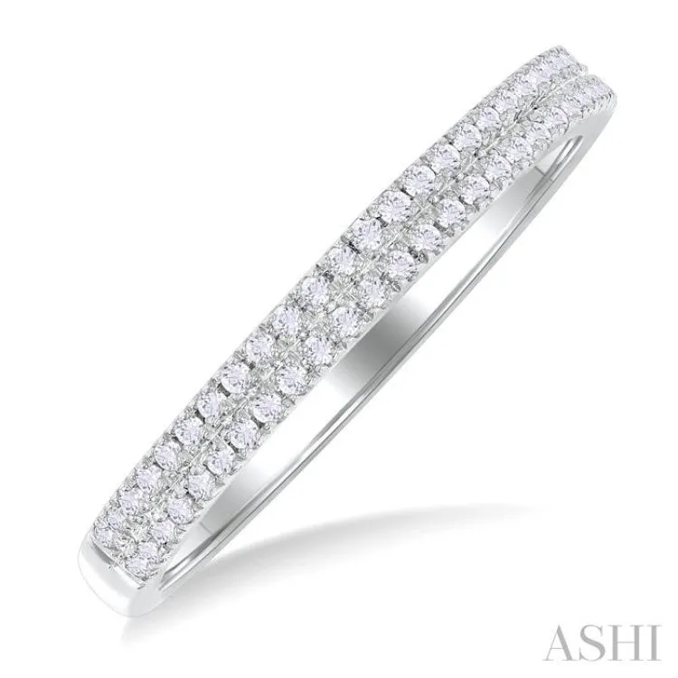 1/5 Ctw Double Row Round Cut Diamond Fashion Ring in 14K White Gold