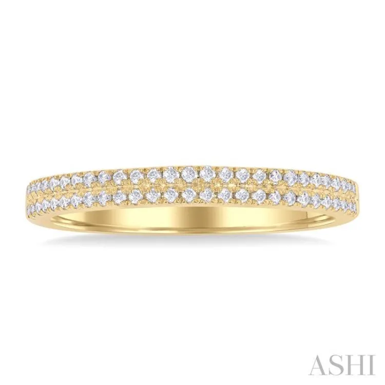 1/5 Ctw Double Row Round Cut Diamond Fashion Ring in 14K Yellow Gold