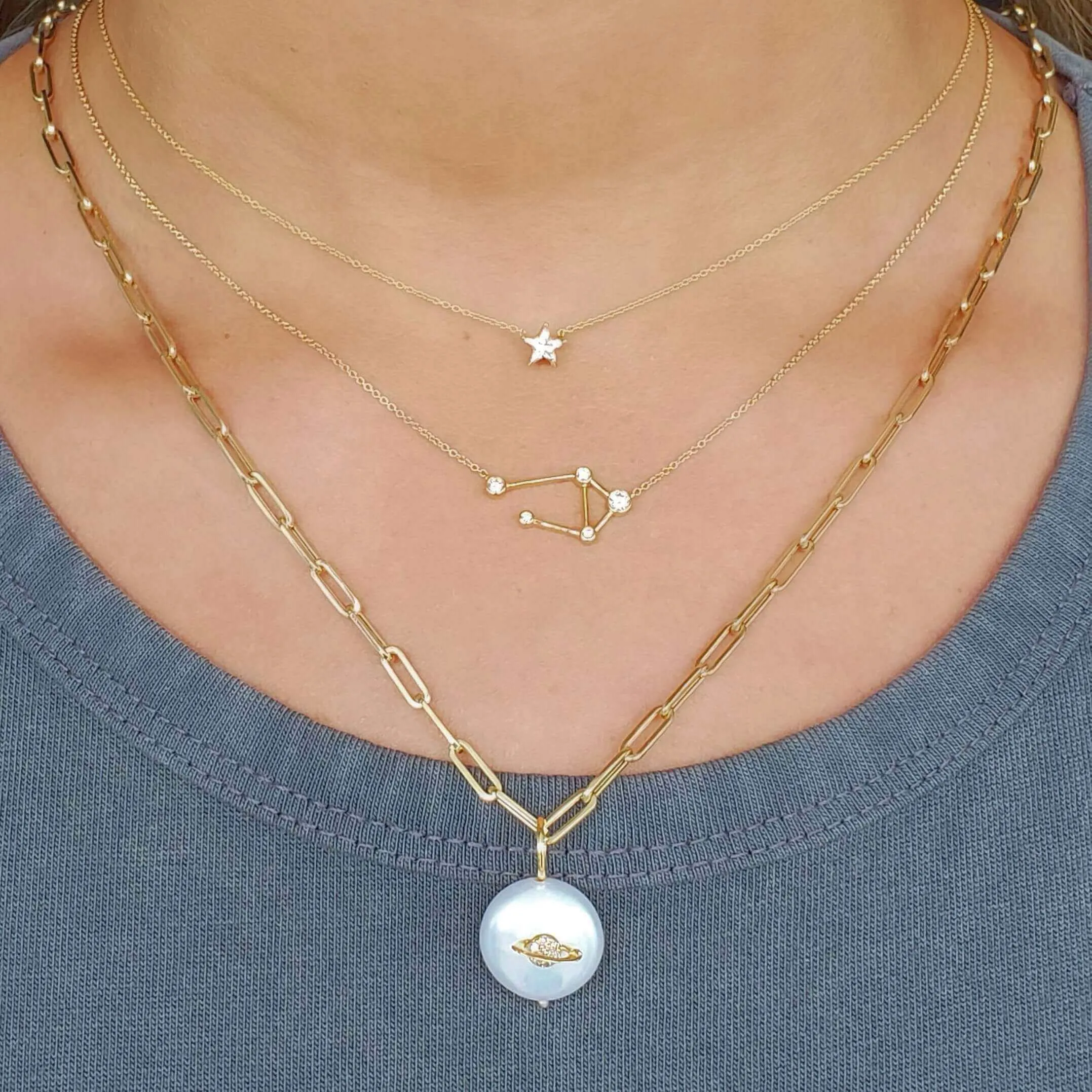 18K Gold Zodiac Constellation Diamond Necklace