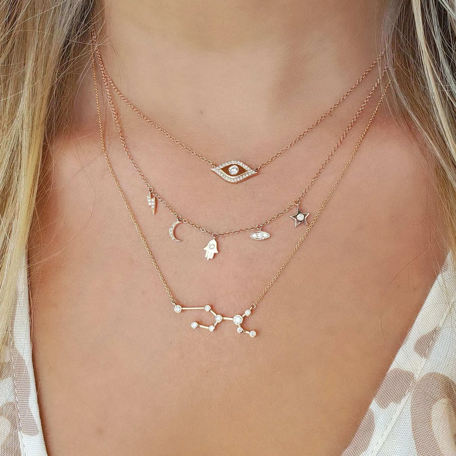 18K Gold Zodiac Constellation Diamond Necklace