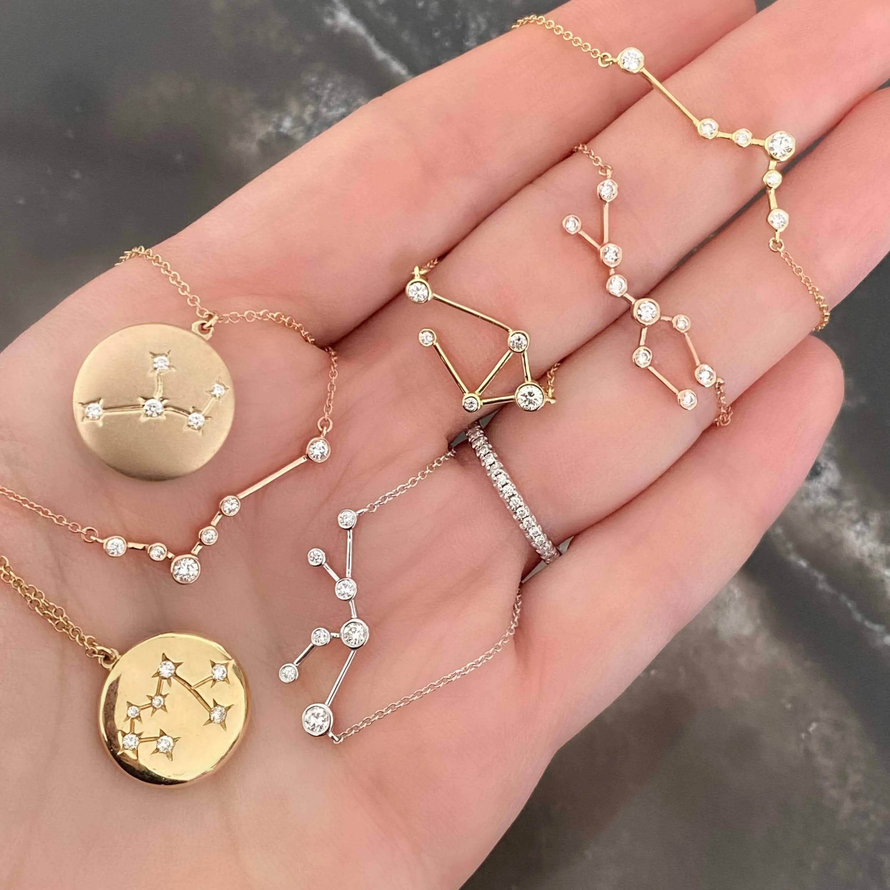 18K Gold Zodiac Constellation Diamond Necklace