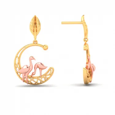 22k Gold Earrings With Yellow Gold Swans From Mugdhaa Collection