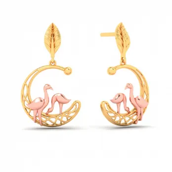 22k Gold Earrings With Yellow Gold Swans From Mugdhaa Collection