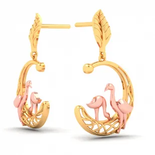 22k Gold Earrings With Yellow Gold Swans From Mugdhaa Collection