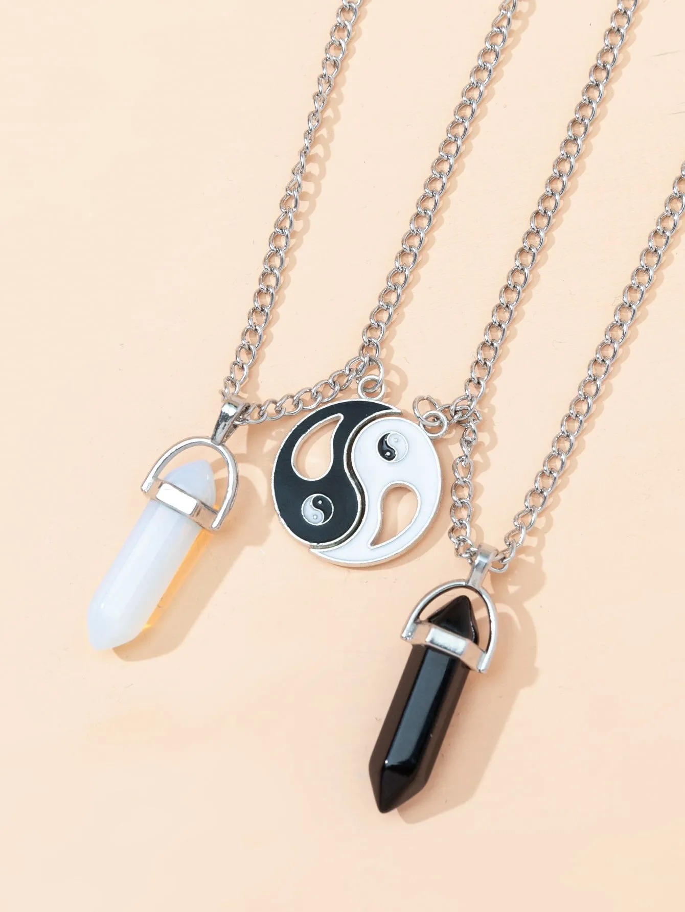 2pcs Couple Geometric & Yin & Yang Charm Necklace for Couples Friendship