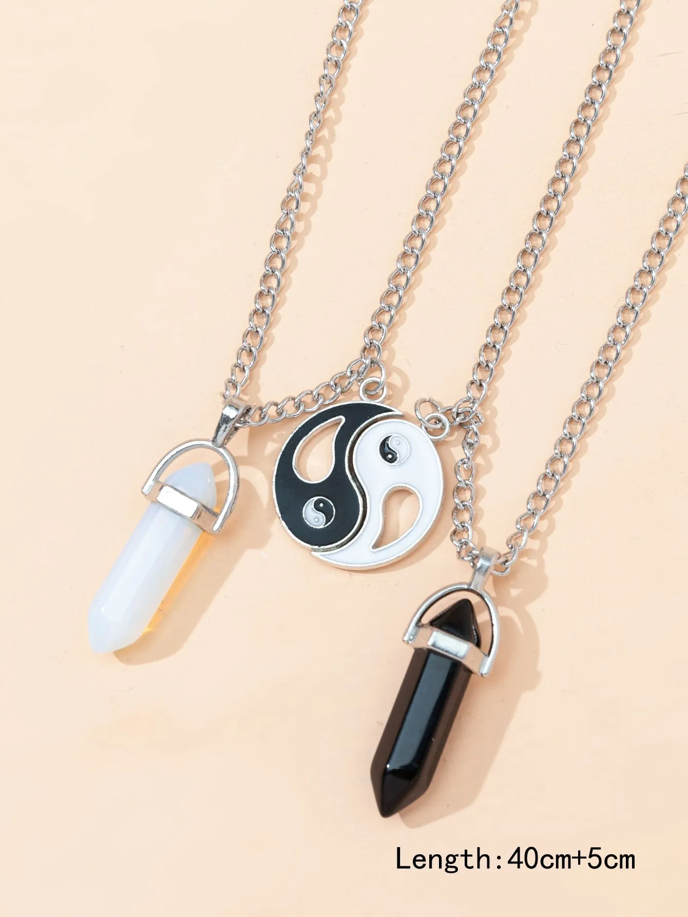 2pcs Couple Geometric & Yin & Yang Charm Necklace for Couples Friendship