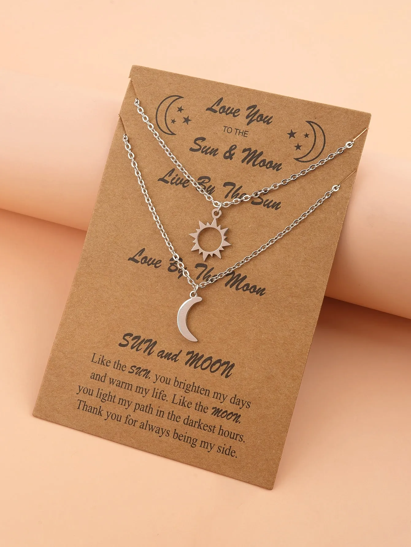 2pcs Couple Sun & Moon Charm Necklace for Couples Friendship Necklace Creative