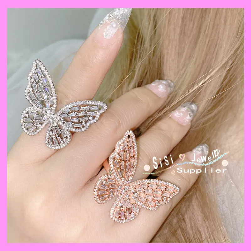 【6-38#】 Butterfly Earrings And Ring  for female fashion daily engagement wedding anniversary birthday present