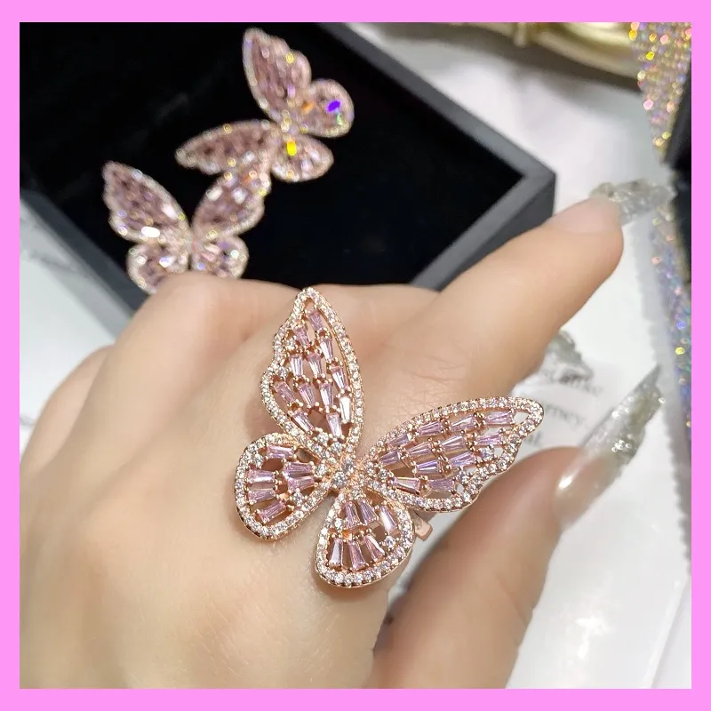 【6-38#】 Butterfly Earrings And Ring  for female fashion daily engagement wedding anniversary birthday present