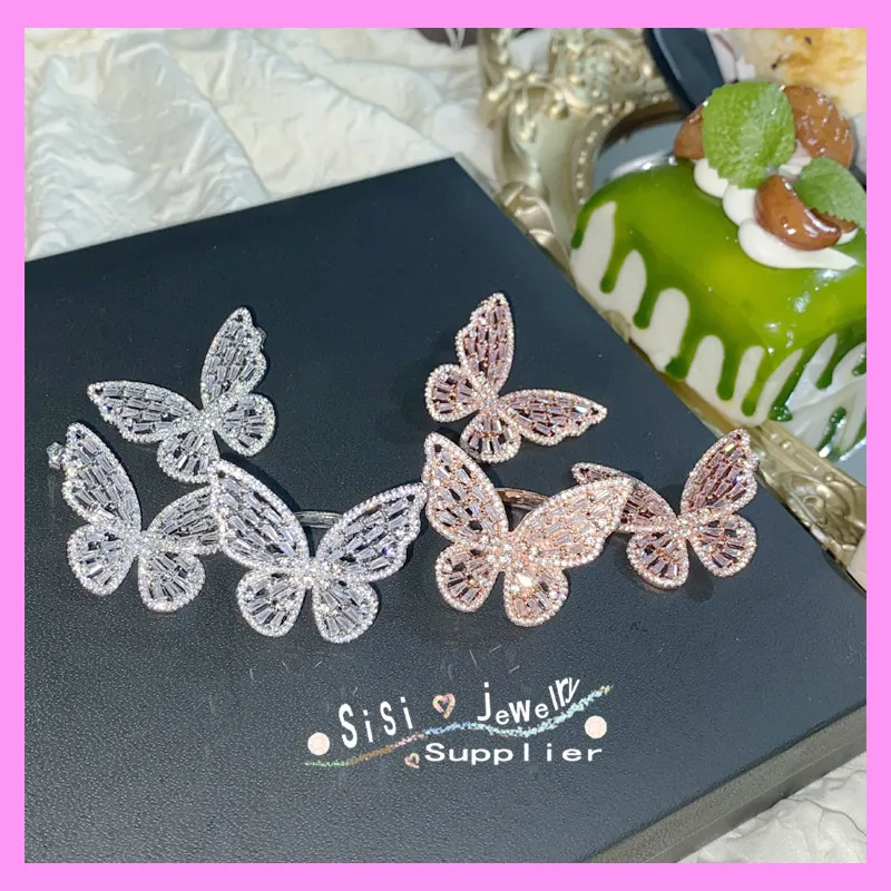 【6-38#】 Butterfly Earrings And Ring  for female fashion daily engagement wedding anniversary birthday present