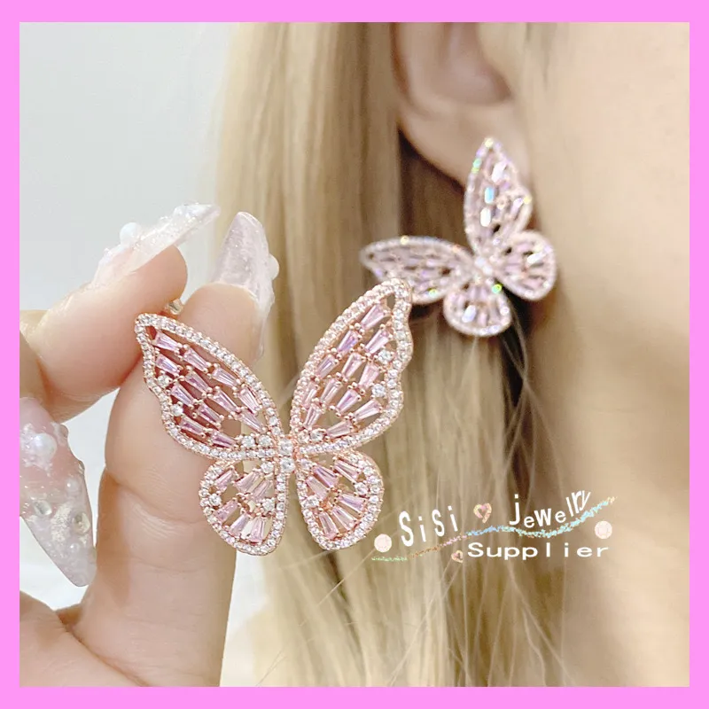 【6-38#】 Butterfly Earrings And Ring  for female fashion daily engagement wedding anniversary birthday present