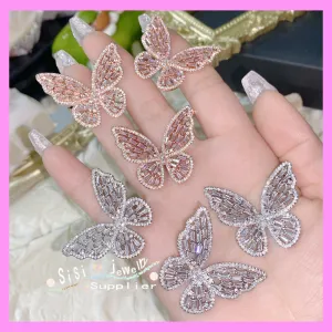 【6-38#】 Butterfly Earrings And Ring  for female fashion daily engagement wedding anniversary birthday present