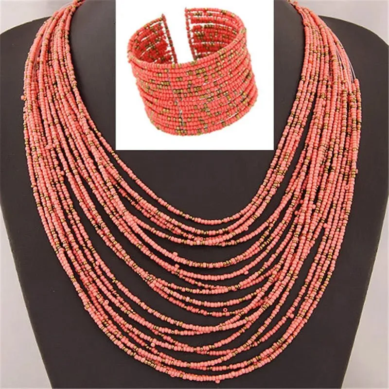 Acrylic Bead Jewelry Sets: Fashionable Necklaces and Bangles for Women - Multicolor Necklace New Jewelry Set