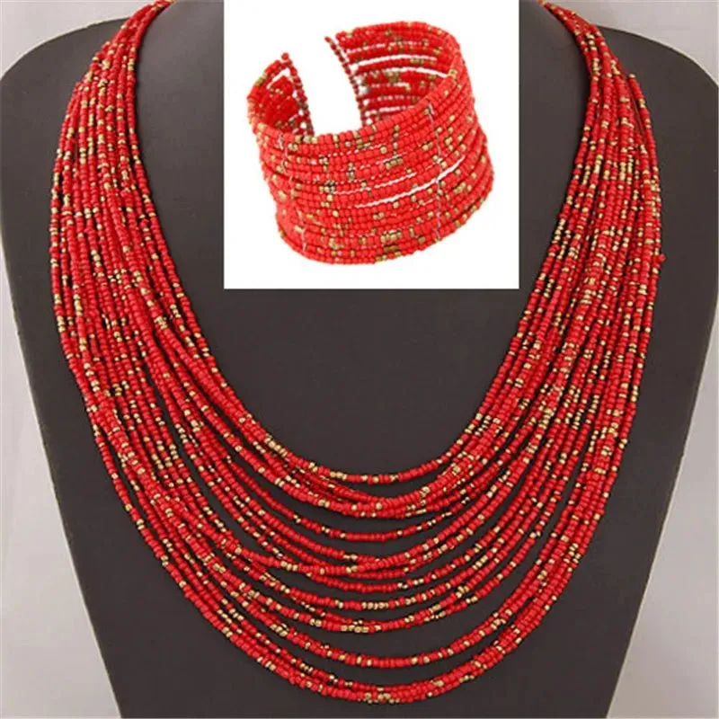 Acrylic Bead Jewelry Sets: Fashionable Necklaces and Bangles for Women - Multicolor Necklace New Jewelry Set