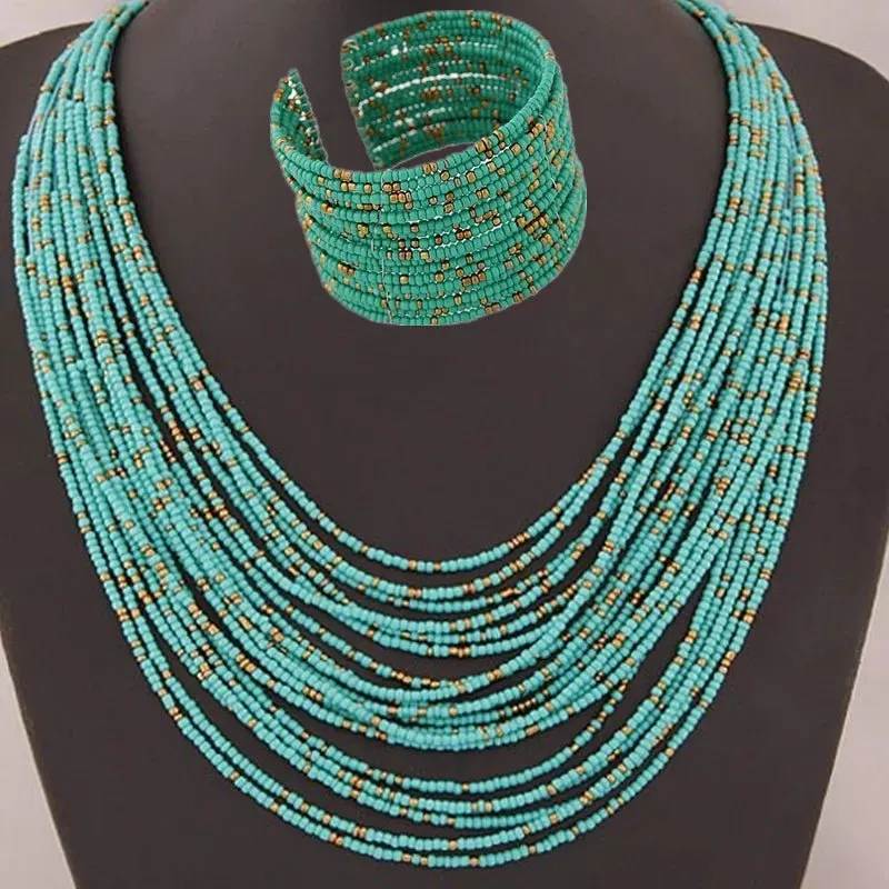 Acrylic Bead Jewelry Sets: Fashionable Necklaces and Bangles for Women - Multicolor Necklace New Jewelry Set