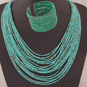 Acrylic Bead Jewelry Sets: Fashionable Necklaces and Bangles for Women - Multicolor Necklace New Jewelry Set