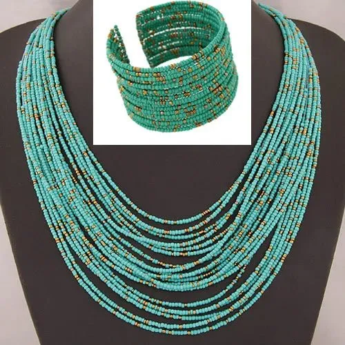 Acrylic Bead Jewelry Sets: Fashionable Necklaces and Bangles for Women - Multicolor Necklace New Jewelry Set