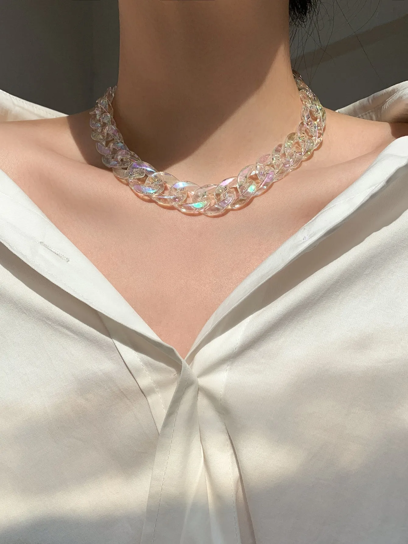 Acrylic Holographic Chain Necklace for Women Jewelry for Women Gift for Her