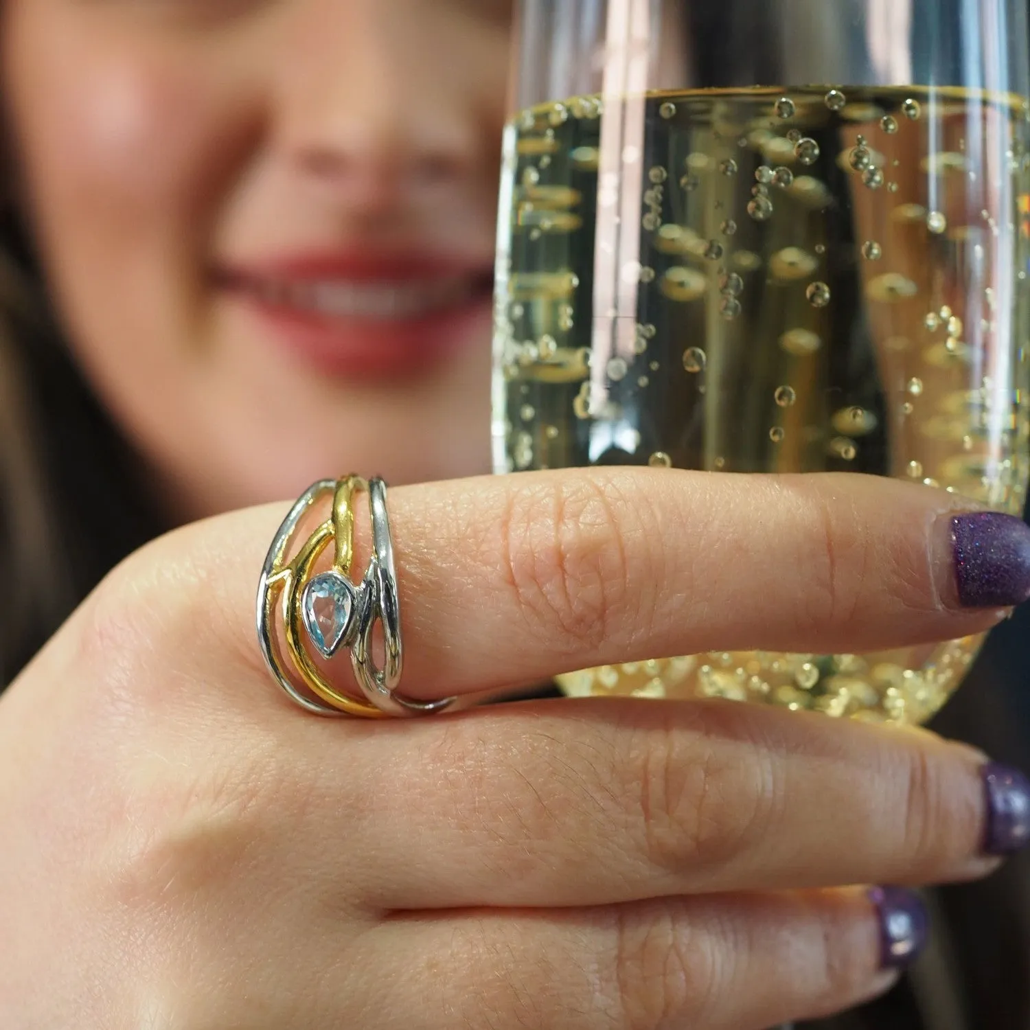 Adjustable Peacock Ring in various gemstones