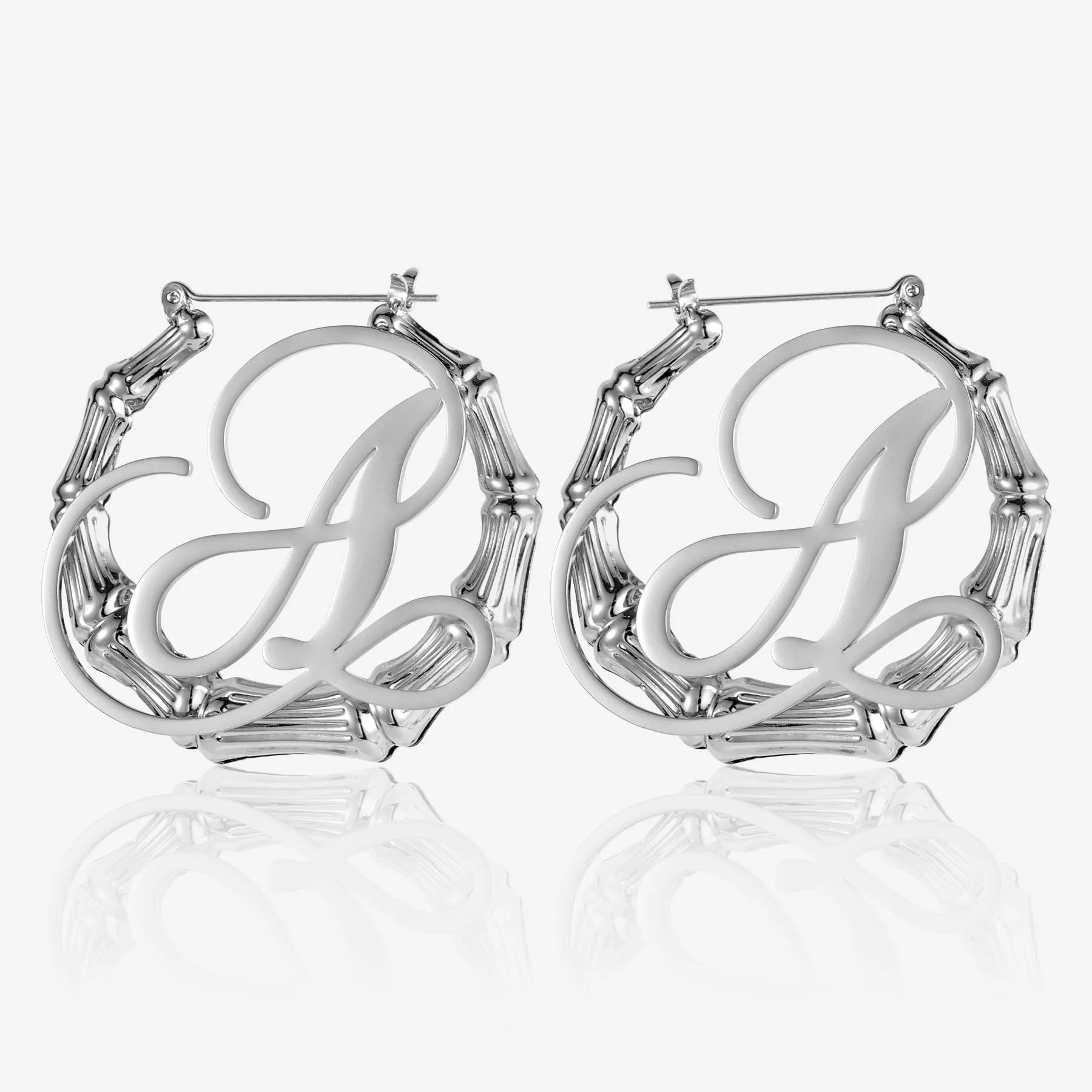 Bamboo Initial Hoop Earrings