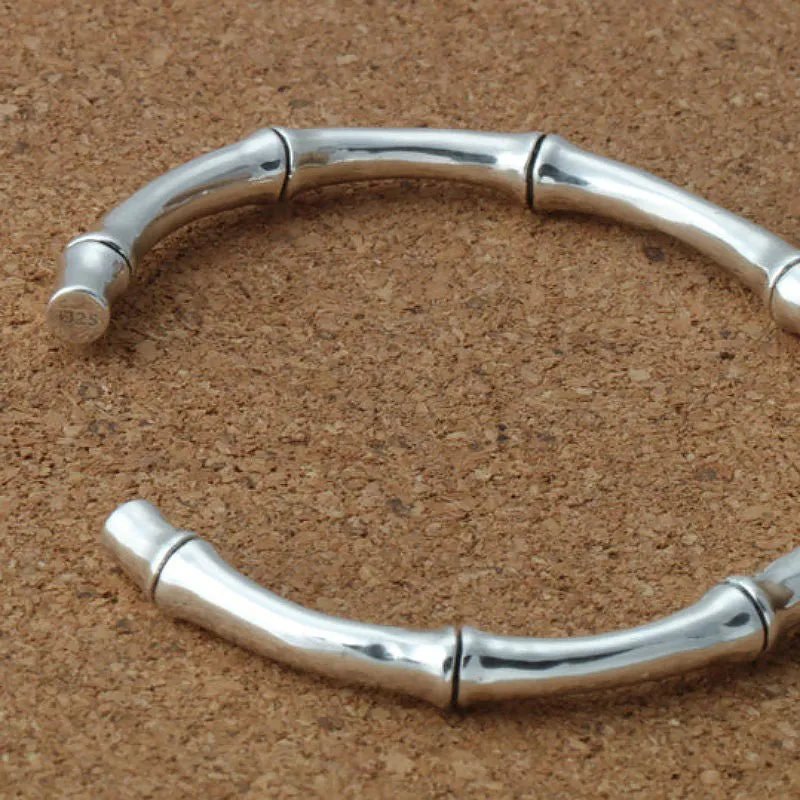 Bamboo Sheath in Solid Silver Cuff Bracelet