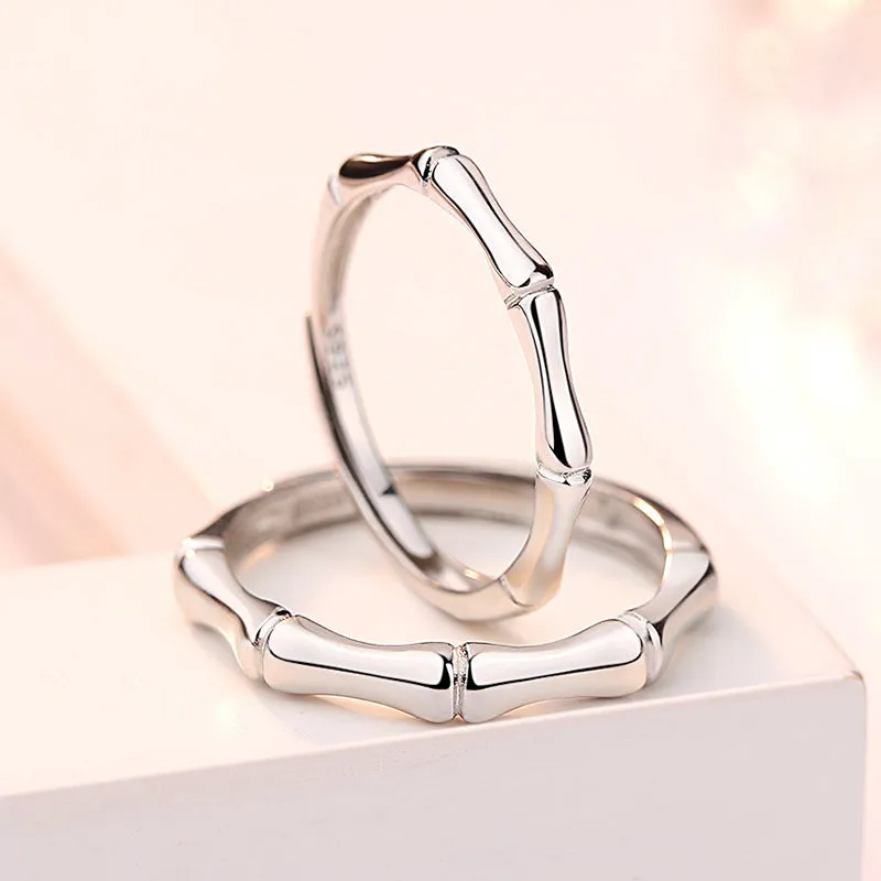 Bamboo Silver Couple Ring for Women