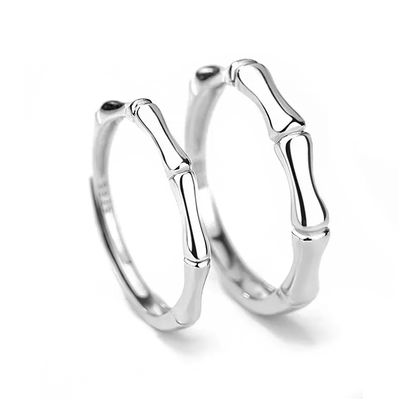 Bamboo Silver Couple Ring for Women