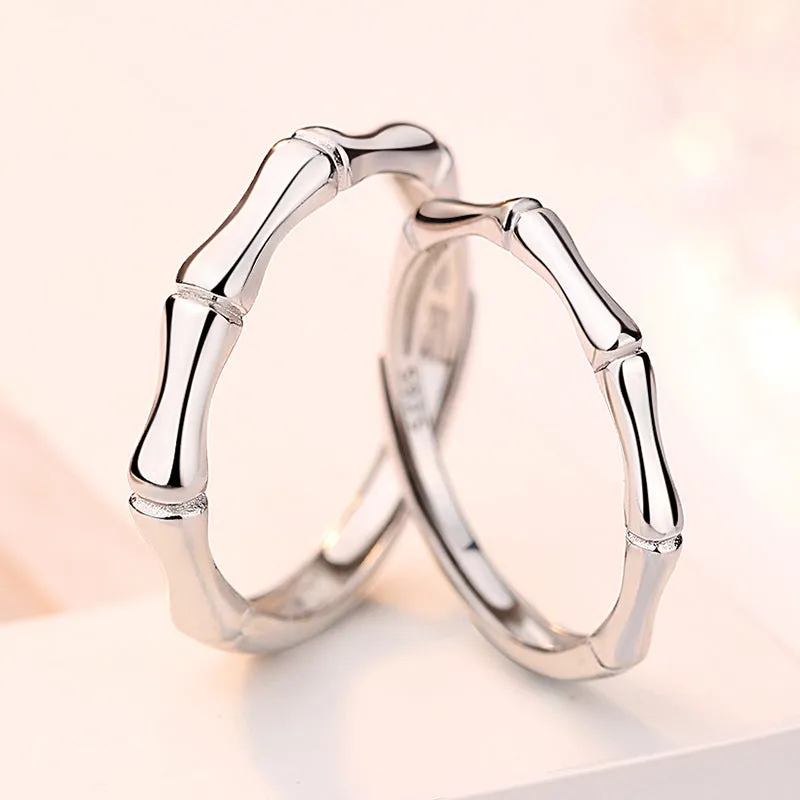 Bamboo Silver Couple Ring for Women