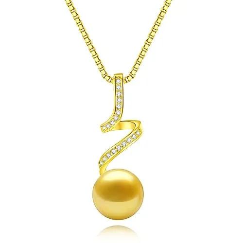 BAMIKI Pearl Pendant Necklace for Women, Handpicked Genuine Saltwater Cultured Pearls, Sterling Silver Teardrop Pendant Necklace Chain 18 2 Inch, Pearl Jewelry Gifts (11-11.5mm White Pearl