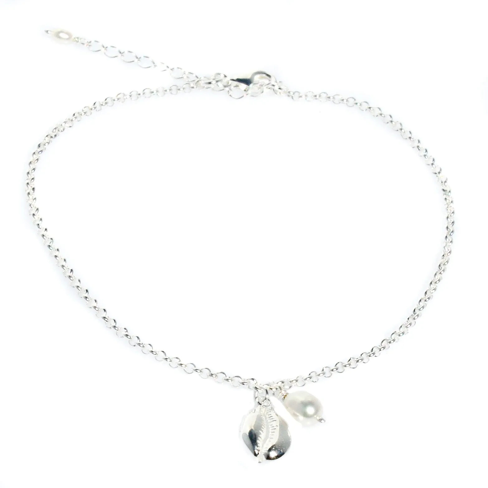 Beach Dreams Cowrie Shell Anklet Silver